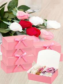 10 hộp quà màu trắng có nắp đậy, kèm ruy băng nơ vàng, thích hợp làm quà cầu hôn cho phù dâu, quà cưới, quà mừng em bé chào đời. - Nhiều màu - Xem 5