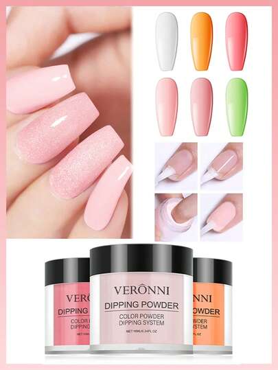 CHARMFORYOU 6 Colors Gradient Ombre Nail Powder, Salon-Grade, Easy To Apply, Can Be Mixed With Nail Polish For Matte/Glossy Effect, Long-Lasting DIY Nail Art Design