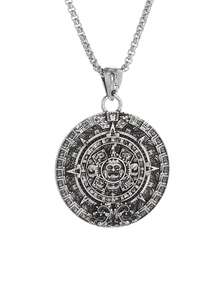 1PC New Retro Sun Calendar Mysterious Ancient Mayan Disc Pendant Necklace Men's Lucky Fashion Jewelry - Fashion - View 9