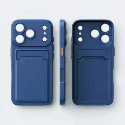 1pc Minimalist Navy Blue Phone Case With Card Slot & Wallet, Lightweight Durable Anti-Scratch Anti-Slip Protective Cover For Samsung Galaxy S26 Ultra/S26 Plus/S26/S26 Edge/S25 Ultra/S25 Plus/S25/S25 Edge/S25 FE/S24 Ultra/S24 Plus/S24/S23 Ultra/S23 Plus/S23/A56/A36/A26/A55/A35/A25/A15/A24/A34/A14/A16/A06 And Apple 17 Pro/17 Pro Max/17/16 Pro/16 Pro Max/16 Plus/16/16E/SE4/15 Pro/15 Pro Max/15 Plus/15/14 Pro/14 Pro Max/14 Plus/14 And Redmi