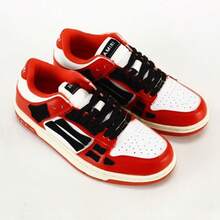 AMIR*I 骷髅头低帮男士骷髅骨运动鞋，奢华高街真皮滑板鞋，2026都市嘻哈设计师休闲鞋，情人节男士礼物 - 玫紅色 - 查看 3