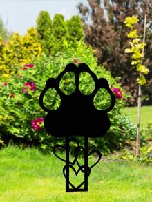 1pc Metal Monument Gravestone, Pet Memorial, Dog Paw Sympathy Tombstone, Dog Cemetery, Gardening Memorial Metal Gravestone, Waterproof Gardening Cemetery Decor - Multicolor - View 4