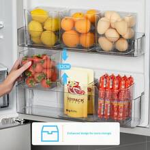 Hộp đựng đồ trong tủ lạnh, hộp đựng đồ trong suốt bền chắc, hộp đựng đồ dung tích lớn có thể xếp chồng lên nhau, dùng cho tủ lạnh, tủ bếp, phòng đựng thực phẩm, phụ kiện nhà bếp, hộp đựng đồ ăn nhẹ, hộp đựng gia vị, quà tặng ngày Valentine. - Trong suốt - Xem 2