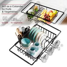Dish Drainer Rack Kitchen Sink Washing Plates Draining Board Cutlery Holder Cup - Multicolor - View 7