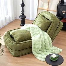 LouannTatami Foldable Lazy Sofa Bed Floor Chair - Adjustable Human Dog Bed Adults Kids Floor Seats - Cozy Small Couch Home Living Room (Green) - 黑色 - 查看 9