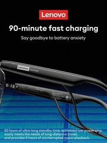 Lenovo GS105 Fashionable Bluetooth Glasses, Metal Frame, Wireless Bluetooth 6.0, Pure Sound Quality, Long Battery Life, HD Calling, ENC Microphone Noise Cancellation, Dual-Layer Anti-Leakage, Wireless Smart Glasses, Compatible With Smartphones, Gift For Couples And Friends - Black - View 5