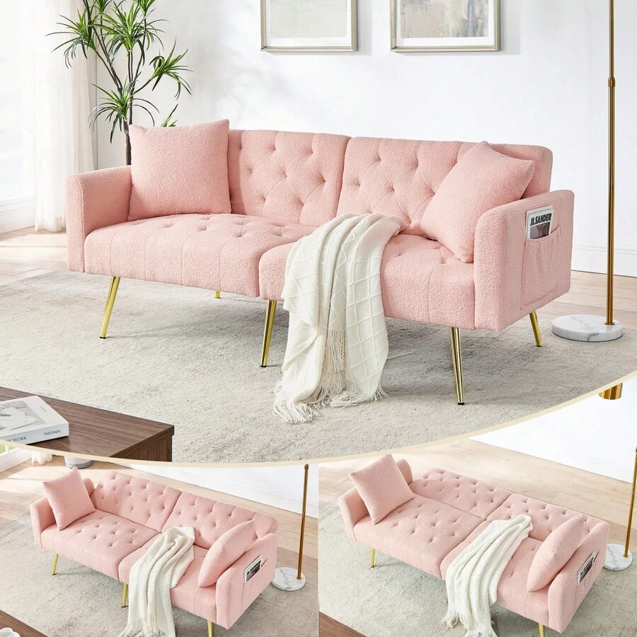 Sofa Bed Mattress - Pink + Teddy - View 1