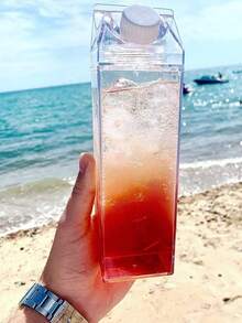 Leak-Proof Double-Necked Baby Bottle - Wide-Mouth, Easy-To-Pour Design; Stackable With Transparent Square Cups; Suitable For Travel, Office, School, And Kitchen Use; Large-Capacity Milk/Juice/Water Container - Durable Acrylic Material; Portable Beverage Bottle With A Modern, Minimalist Design. - Multicolor - View 6