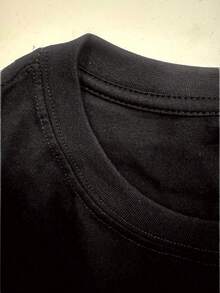 Camiseta masculina com estampa na frente 100% algodao  Primavera / Verão / Outono - Preto - Visão 5