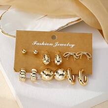 VKME Set de 12 piezas de pendientes con forma de lazo de material metálico - XH92825697/98 - Ver 7