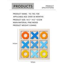 1个2026木制井字棋三子棋盘，互动桌面游戏，送给男孩、女孩、家人、朋友的完美礼物，生日、派对皆宜 - 彩色 - 查看 6