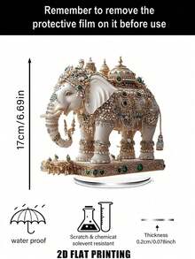 2D Elegant Elephant & Jewelry Style 2D Acrylic Printed Desktop Decor - Suitable For Home, Showcase Display - Multifunctional Holiday Decoration, Valentine's Day Gift, Home Decor Office Desk Accessories Desk Accessories Office Supplies Office Decor - Colorful - View 3