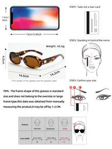 1 套女士椭圆形小框高品质简约时尚眼镜（适合驾驶、休闲、度假、派对、日常使用）适合夏季海滩度假、户外、旅行学院风，适合返校 - 玳瑁框茶片 - 查看 2