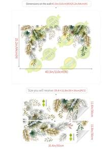 2pcs Removable Plant Leaf Wall Stickers, Bedroom Wall Vine Decals - 69243-pale Shadow - View 3