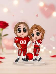 Personalized Photo Couple Acrylic Tabletop Decoration With Custom Name Number Cartoon Football Style Romantic Desk Decor Keepsake Gift For Boyfriend Girlfriend Anniversary Home Display Valentine 2026 Personalized Image Couple Ornament - Multicolor - View 11