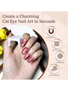 5D Magnetic Cat Eye Nail Art Tool, U-Shaped Strong Magnet With Ball Magnet, Easy DIY Multi-Dimensional Cat Eye Effect For Beginners (Magnet Only, No Gel Included) - Contains Magnets - View 7
