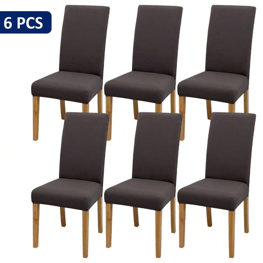 4pcs/6pcs/8pcs/10pcs Solid Color Chair Covers, Modern Removable Elastic Polyester Fiber Chair Slipcovers, Suitable For Living Room, Dining Room, Bedroom, Home Use, All Seasons