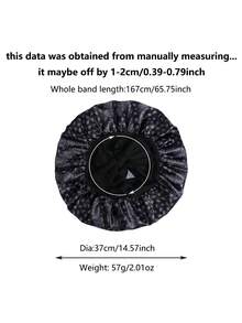 1 chiếc mũ ngủ bằng satin thắt nơ, màu trơn, co giãn, nhẹ, thích hợp cho nữ và bé gái, màu đen. - màu đen - Xem 9