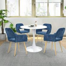 Juego de 2 sillas de comedor con brazos y cojines de tela con patas de metal duraderas para comedor azul - Negro - Ver 7