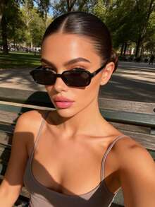 1pc Women Multicolor Plastic Full Frame Geometric Small Frame Fashion Glasses For Daily Life Summer Back To School Tropical Beach Vacay Musical Festival Suitable For All Face Shapes Going Out Outfit Fashion Accessories - Nhiều màu - Xem 2