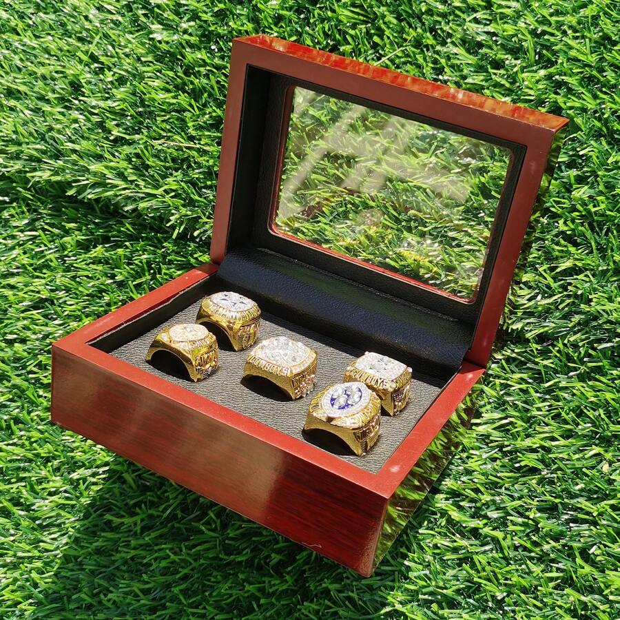 Football Championship Replica Rings Metal Material 5-Time Cow 1971 1977 1992 1993 1995 Boys World Champions Gifts With Wooden Box - Gold - View 1