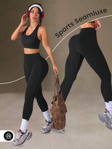 Quần yoga nữ cạp cao co giãn ôm sát, đồ tập yoga, quần legging mặc hàng ngày, quần áo nữ, quần legging nữ màu đen mùa xuân - màu đen - Xem 7