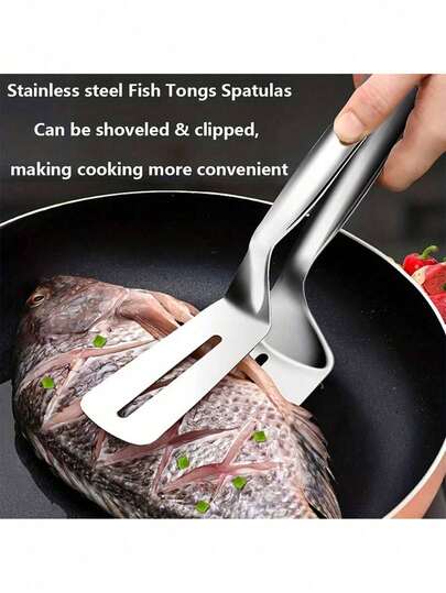 2 chiếc kẹp đa năng bằng thép không gỉ dùng để gắp bít tết/cá/bánh mì, thích hợp cho các hoạt động ngoài trời như nướng BBQ, cắm trại và nhà bếp.