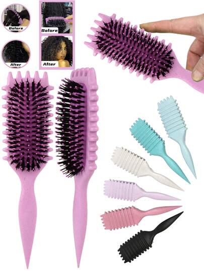 2035 Curl Define Brush Cepillo definidor de rizos, cepillo para cabello rizado que define los rizos, las ondas y los bucles, kit de herramientas de peinado para dar volumen a los rizos de las mujeres, reduce el tirón y el frizz