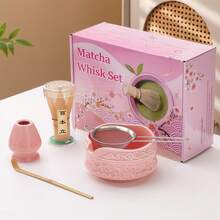 1 pieza/5 piezas Juego de té Matcha Sakura, incluye tazón de Matcha, batidor de Matcha, taza de Matcha, revolvedor, cuchara de té, juego de tazón de té, herramientas de preparación de Matcha, herramientas para hacer dulces y bebidas, caja de regalo japonesa, Juego de revolver Matcha Matsukane, regalo para amantes del Matcha - Multicolor - Ver 1