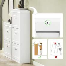 SoBuy 3 Flip-Drawers Shoe Cabinet Shoe Rack Shoe Storage Cupboard Organizer Blue W53 X D24 X H118cm FSR94-B - White - View 5