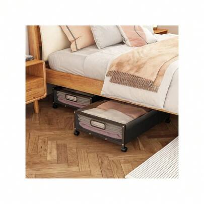 1/2*Underbed Storage Box On Wheels Lid Under Bed Sofa Portable Dustproof Organiz