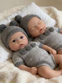 1Pc 13 Inch Lovely Soft Silicone Palm Doll Open Eyes And Closed Eyes Toddler Toys Flexible Skin Cute Madeup Face With Fashion Soft Clothes For Bithday Party Gift - Reborn Doll - View 1