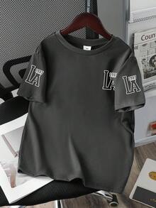 Tween Boys' Casual Letter Print Short Sleeve T-Shirt, Summer - Grey - View 3