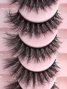 Hinarin 10对假睫毛，蓬松纤长3D仿貂毛假睫毛，交叉猫眼款，自然黑色睫毛带，可重复使用，浓密纤长，狐狸眼款，凌乱感假睫毛，旅行必备化妆工具 - 濃密款 - 查看 6