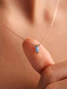 1pc Customized Family Leaf Birthstone Necklace, Personalized Mother Birthstone Jewelry, Customized 1-5 Birthstone Pendants, Meaningful Gifts For Mothers And Grandmothers, Elegant Daily Necklaces, Birthday Mother's Day Anniversary Christmas Gifts, Women's Family Souvenir Jewelry - Gold - View 3