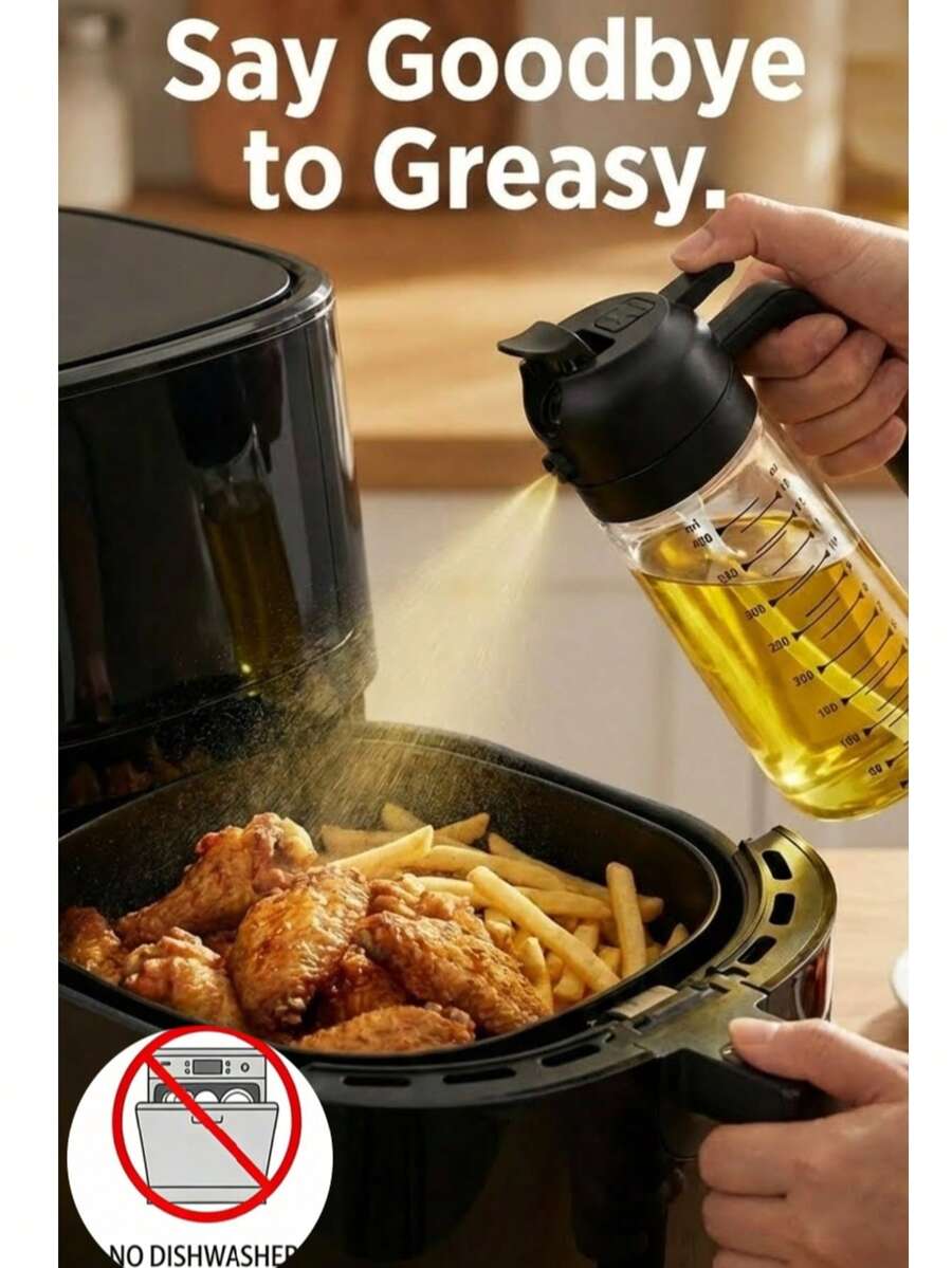 2-In-1 Olive Oil Refillable Spray Bottle, Plastic Vinegar Bottle With Pouring Spout And Mist Sprayer, Suitable For Air Fryer, Grilling, Salad, Baking. Leak-Proof Kitchen Tool For Portion Control, Keto And Healthy Cooking. Shockproof For Outdoor Camping, Housewarming Gift, Essential For Meal Prep