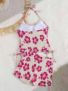 Bộ 2 món áo tắm tankini in hoa gồm áo hai dây và quần short kín đáo, phong cách thanh lịch và gợi cảm cho kỳ nghỉ biển. - Nhiều màu - Xem 4