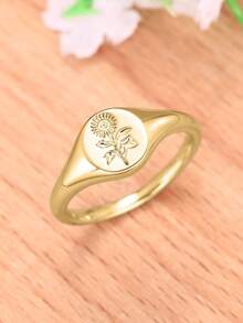 1 chiếc nhẫn hoa thanh lịch dành cho nữ, thích hợp làm quà tặng đám cưới, lễ đính hôn, kỷ niệm, quà tặng ngày Valentine. - Vàng - Xem 4
