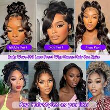 ZHENDEFA 360 Degree Full Lace Front Wavy Human Hair Wig - Transparent HD Lace Invisible Hairline, Pre-Trimmed Natural Hairline, 360 Degree Lace Front Wig, 200% Density, For Women - SNatural - View 7