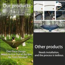 3-In-1 Double Camping Hammock With Mosquito Net & Sunshade, Durable And Portable, Suitable For Hiking, Patio Adventure, Garden Relaxation - Durable And Lightweight Design, Suitable For Camping, Backpacking, Wilderness Travel, Hiking, And Parks, Includes Straps, Carabiners, And Premium Carrying Bag - Suitable For Backyards, Patios, And Camping - Easy To Assemble, Heavy-Duty Nylon Fabric, Easy To Install, Compatible With Sturdy Frames, Camping Equipment, And Accessories. - 彩色 - 查看 2