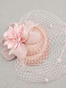1 Peça Fascinadores Chapéus para Mulheres Chapéu Pillbox Anos 20, 30 e 50 Chapéu Vintage Cartola Flor Véu Chapéu de Chá de Casamento - Rosa empoeirado - Visão 2