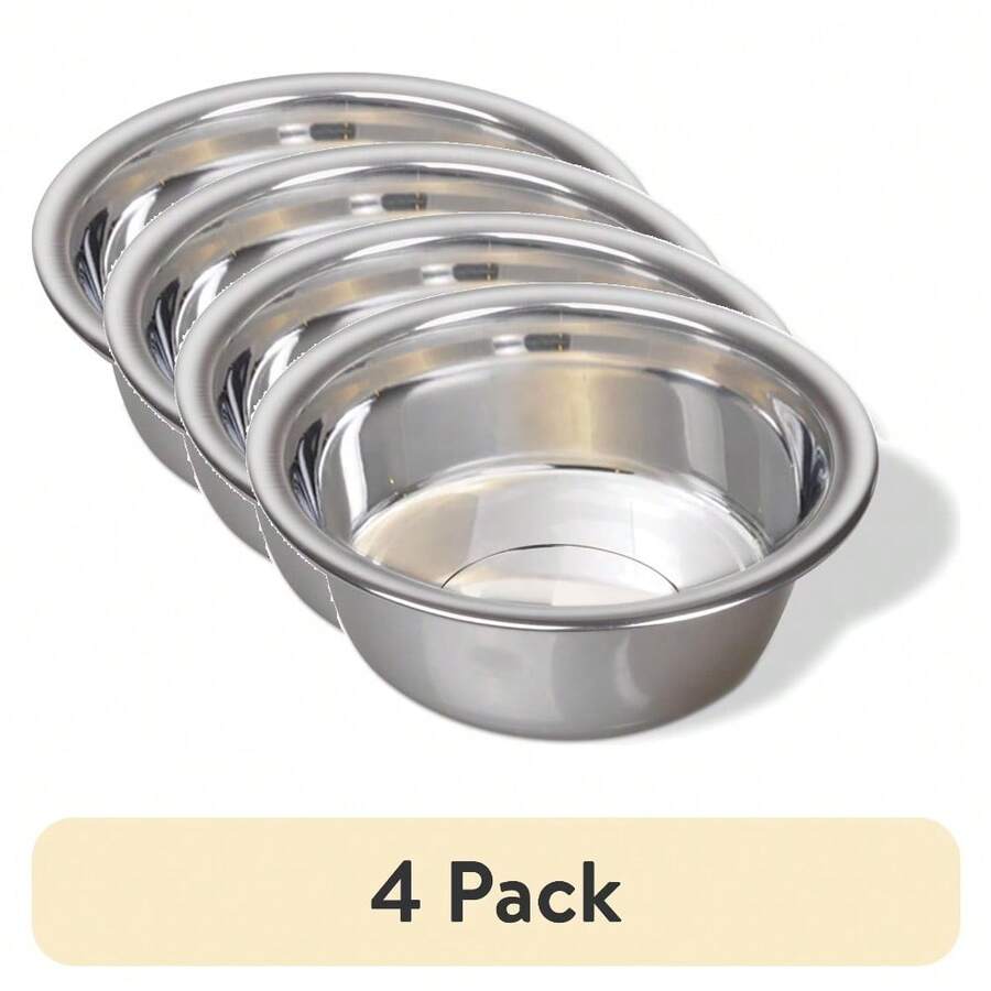 Set Of 4 Durable Stainless Steel Dog Bowls In Silver Color, Lightweight And Ideal For Dog Feeding - 4 - View 1