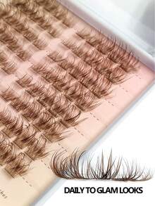 Rikuaild 80 sợi mi giả màu nâu bóng, kiểu mắt mèo, cong chữ D, dày và dài, tạo vẻ tự nhiên, phù hợp cho tiệc tùng, du lịch và trang điểm hàng ngày. - D - Xem 5