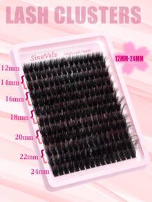 180片蓬松睫毛簇，5D浓密纤长12-24mm分段式睫毛，精致仿貂毛D卷睫毛簇，200D单根假睫毛 - D - 查看 5