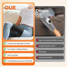 Hailicare 无线气压加热振动小腿按摩器，电动气压腿部按摩器，带加热循环和缓解疲劳功能，1800mAh可充电小腿气囊按摩带，带加热功能，3档肌肉放松强度，适用于小腿、大腿、膝盖、手臂，可作为礼物送给亲朋好友 - 黑色 - 查看 6