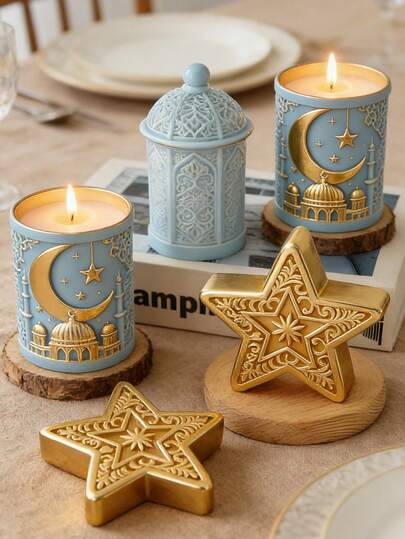 1pc Moon & Star Silicone Mold Full Moon & Crescent Design Easy Clean Multi-Use For Candle/Gypsum/Handmade Soap Candle Mold DIY Craft Supplies For Home Ornament