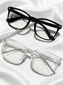 Two-Pack Of Black And White Clear, Simple And Stylish Glasses - Suitable For Teenagers To Use While Reading. - Black and White - View 4