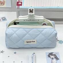 Minimalist Soft Touch Blue Pencil Case Large Capacity Pen Bag Students Stationery Pouch Portable Stationery Organizer - Multicolor - View 1