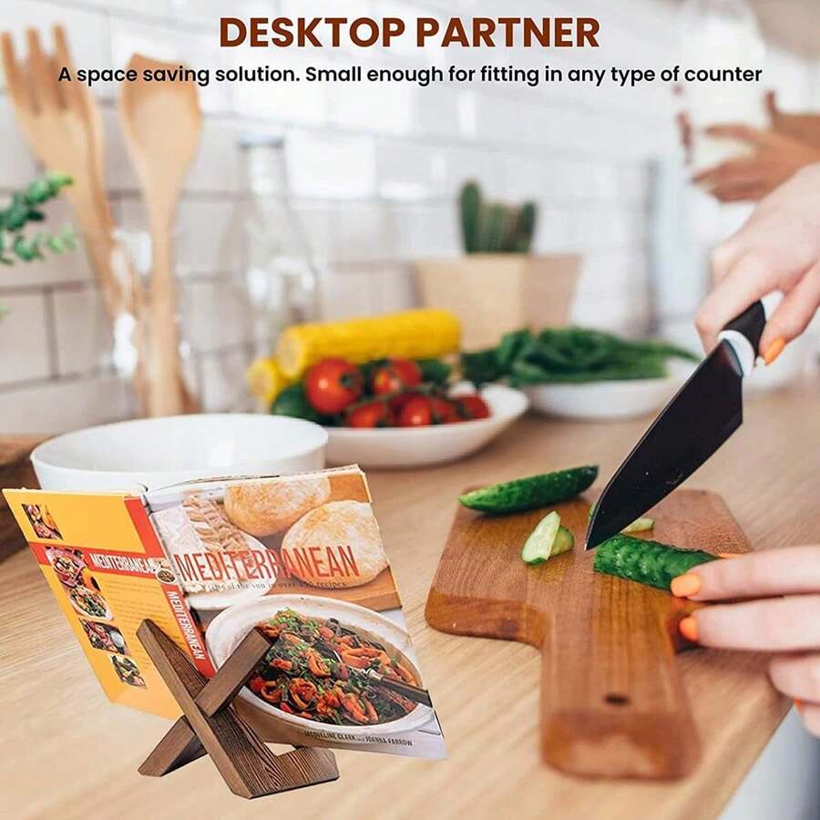 Handmade Recipe Rack, Rustic Farmhouse Style Recipe Rack, Suitable For Kitchen Countertops And Cabinets. - Multicolor - View 1