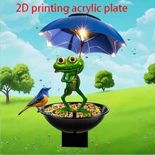 2D Printed Acrylic Frog With Umbrella Garden - No Power Needed, Ideal For Outdoor Lawn And Holiday Decor - A - View 2